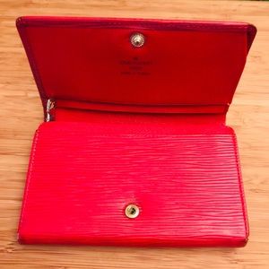 LOUIS VUITTON Rouge Epi Tresor Wallet